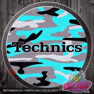 TECHNICS BLUE CAMO DJ TURNTABLE SLIPMATS - pair