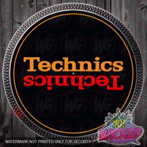 TECHNICS RED ORANGE BLACK DJ TURNTABLE SLIPMATS - pair