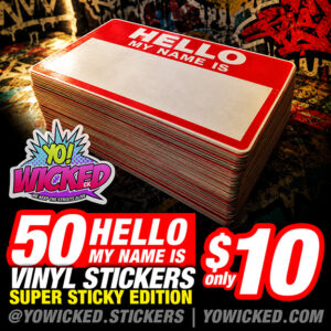 50x HELLO MY NAME IS SUPER STICKERS